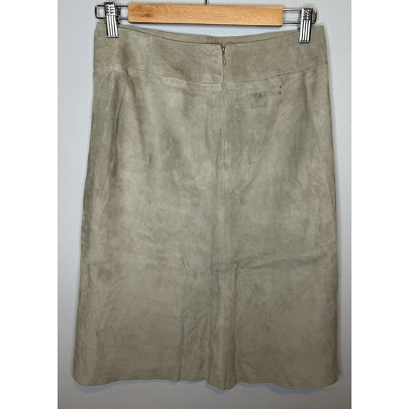 Ralph Lauren Black Label Skirt Women’s 4 100% Lambsuede Neutral Tan Slit Knee - Picture 2 of 7